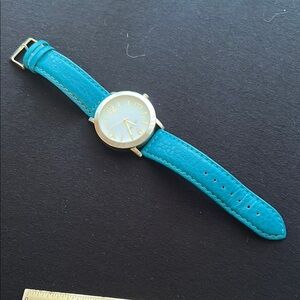 Nine West Teal and Gold Leather Strap Watch